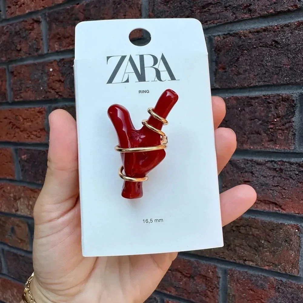 ZARA RED CORAL FINGER RING - Picture 14 of 14